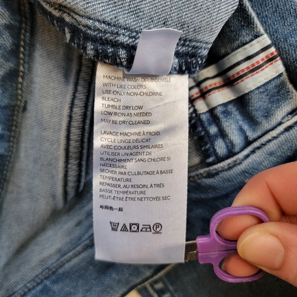 Anthropologie Pilcro Mid / High Rise Boot Cut Buttoned Slit Flare Jeans sz 25 - Picture 15 of 16